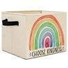 Elefeltclave Boho Rainbow Kids Storage Bins, Choose Kindness Positive Affirmation Collapsible Storage Basket Organizer for Kids Room Nursery Bathroom Clothes Toys Books, Toybox for Boys Girls view 1