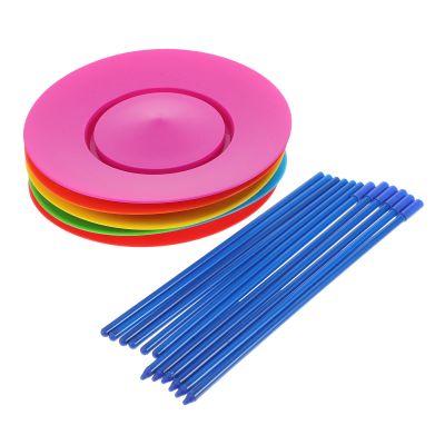 COOLHIYA 6pcs Spinning Plates with Sticks Set for Circus Performance Balanced Juggling Props for Boys Hobby Acrobatic Stage Acts Enhancing Visual Effects and Safety