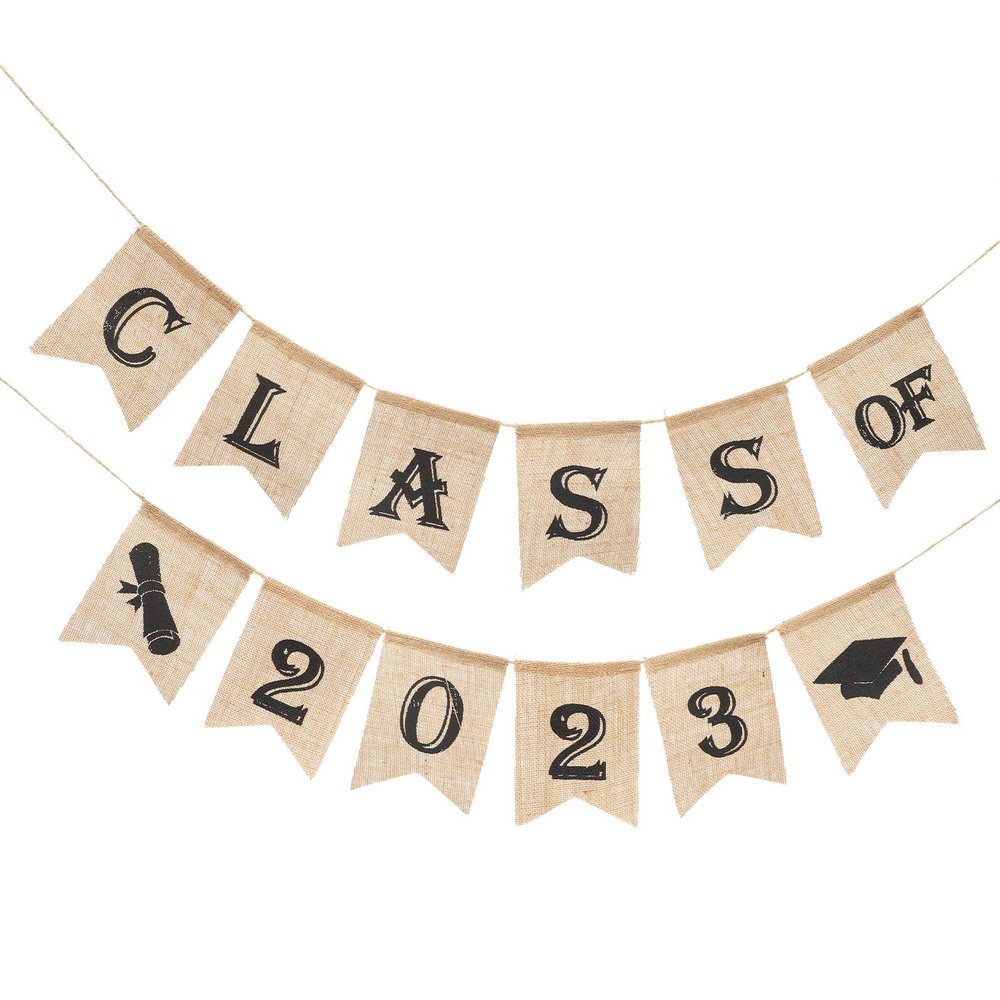 Holibanna Class of Graduation Banner Linen Hanging Decoration for Party Background Sturdy Banner for Graduation Celebration Easy to Assemble Photo Prop for Indoor Outdoor Use