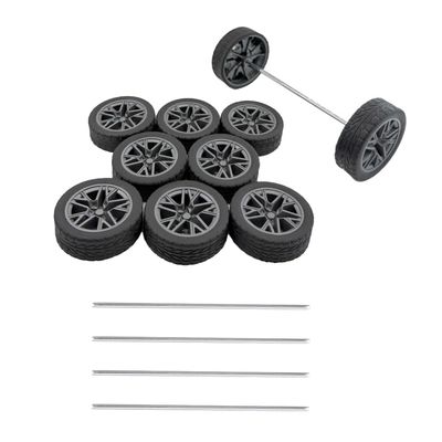 10PCS Toy Wheel Model Car Wheel with 5PCS Round Rod Shaft Axles for DIY Model Toy RC Car Truck Robot Building Project (2.5x40mm)