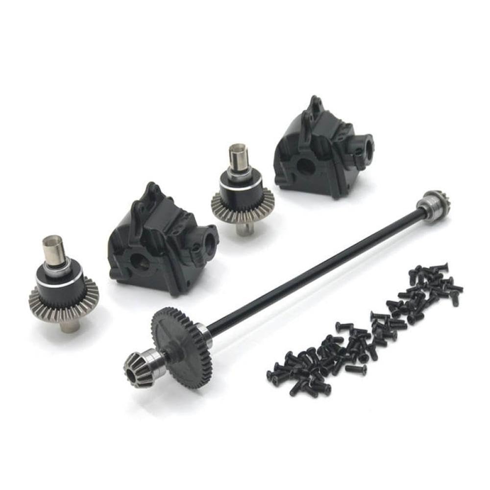 Upgrade Metal Center Drive Shaft Assembly Gearbox Differential Parts 144010 144001 144002(Black)
