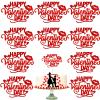 10 Pieces Glitter Red Valentine's Day Cake Toppers - Happy Valentine's Day Lips Design Cake Hats for Cupcakes, Desserts, Romantic Party Decorations view 1