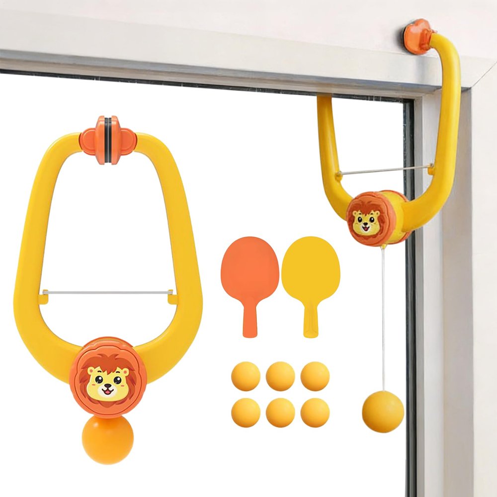 Door Pong Game - Adjustable Trainer with Balls - Indoor Door Pong Sports Game - for Family Boys Kids Home Bedroom Living Room Gym Classroom Playroom Party Birthday