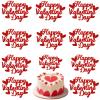 10 Pack Glitter Red Happy Valentine's Day Cake Toppers with Hearts - Decorative Cupcake Hats for Valentine's Desserts, Parties & Romantic Celebrations view 1