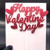 10 Pack Glitter Red Happy Valentine's Day Cake Toppers with Hearts - Decorative Cupcake Hats for Valentine's Desserts, Parties & Romantic Celebrations view 2
