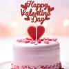 10 Pack Glitter Red Happy Valentine's Day Cake Toppers with Hearts - Decorative Cupcake Hats for Valentine's Desserts, Parties & Romantic Celebrations view 4