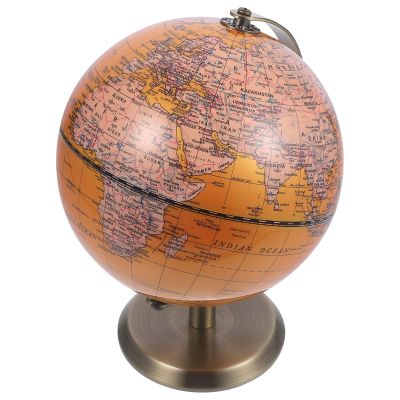 COOLHIYA European Style Decorative Terrestrial Globe with Flat Bottom Abs and Alloy Material Tabletop Decor Stable Desktop Ornament for Home Office Geography Teaching Aid and Photo Prop