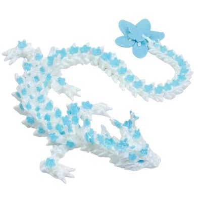 YGHZYHLYL 3D Articulated & Magical Movable Dragon Model, 3D Printed Blue Crystal Dragon, Fantasy Decor, 29cm Length, Collectible Decorative Piece, Perfect for Display and Unique Gift