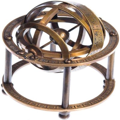Mini Antique Brass Armillary Sphere  Tabletop Celestial Globe | Vintage Astronomical Model Decor | Solid Brass Handmade Zodiac Sphere for Home & Office