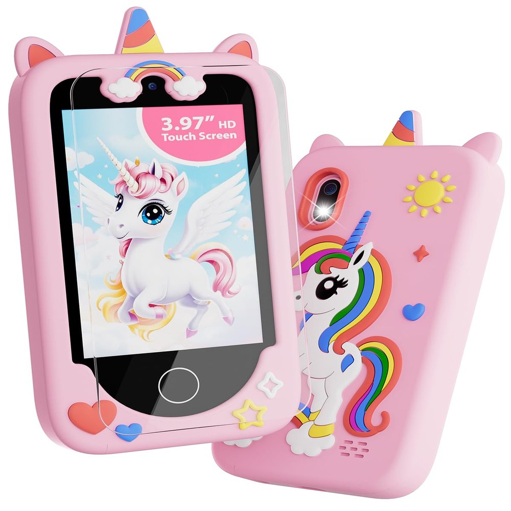 Kids Smart Phone for Girls, Christmas Birthday Gifts for Girls Age 3-10 Kids Toys Cell Phone, 3.97 Touchscreen Toddler Learning Play Toy Phone with Dual Camera