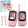 Kids Audio/Video Walkie Talkies, 2 Pack Rechargeable Walkie Talkies for Kids with 2 Screen & Camera & Voice Changer, Long Range Boys Girls Toys for Indoor Outdoor Camping Hiking Games (Pink/Pink) view 1
