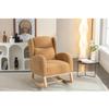 049-Teddy Fabric Rocking Chair with Packet Wood Legs Khaki Rocking Comfort Living Room Bedroom Cozy Comfort view 2