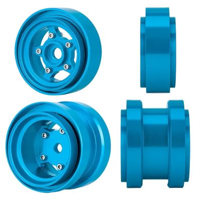 1/10 Scale Aluminum Beadlock Wheel Rim Hub Front Rear Compatible with Frog Sand Scorcher Grasshopper Hornet Buggy Car Upgrade Parts(Blue)