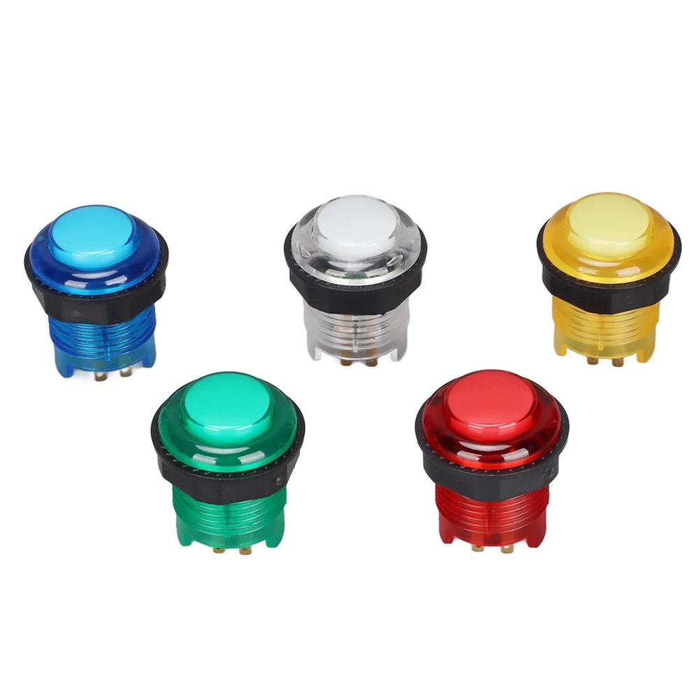 5Pcs Arcade Push Buttons, LED Illuminated, for Game Machine, Arcade LED Lights Push Button(12V)