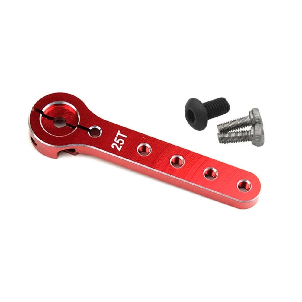CNC Aluminum Servo Arm 25T for 30-100CC Balsa Fixwing Aircraft Compatible with Futaba Style Servos(Red)