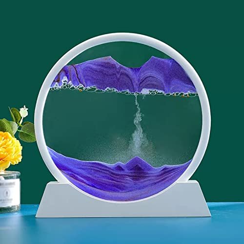 12-Inch Hourglass Art Quicksand Painting - Black Decorative Ornament for Living Room & Office Desktop, Unique Home Decor, Mesmerizing Sand Flowing Art Piece