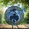 10-Inch Metal Wind Spinner Two Blue Dolphins 3D Marine Life Wind Spinner, Unique Metal Hanging Kinetic Wind Sculpture Ornament Gifts for Women Yard Art Garden Patio Lawn Indoor Outdoor Decor view 2
