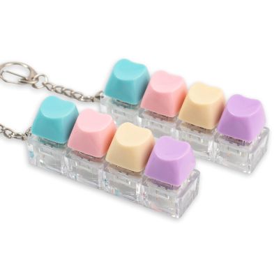 2 Pcs Creamy Keyboard Fidget Toy - 4 Keys Cute Clicker Keyboard Fidget for Adults Relieve Stress and Anxiety Decompression Keyboard Fidget Keychain