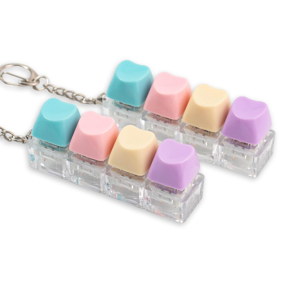 2 Pcs Creamy Keyboard Fidget Toy - 4 Keys Cute Clicker Keyboard Fidget for Adults Relieve Stress and Anxiety Decompression Keyboard Fidget Keychain