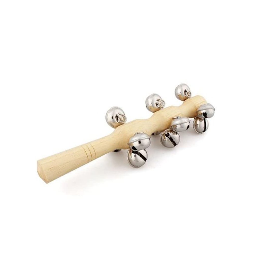 Christmas 13 Jingle Bells Baby Bells Safe Interactive Wooden Rattle Portable Baby Rattle with Handle for Children Party Favor Musical Toys Christmas