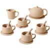 Ameble 15Pcs/Set Kids Tea Party Set Safe Silicone Heat Proof Pretend Play Toys Include Teapot/Coasters/Teacups/Spoons Shockproof Play Tea for Girls Boys Christmas view 1