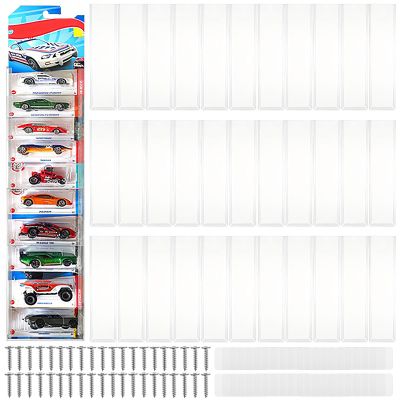 48 Pcs Clear Display Case for Packaged Model Cars,Model Car Display Cases Wall Mount-Holds up to 120 Cars,Toy Car Storage Organizer Compatible with Hot Wheels,Clear Model Car Display Case(16.7 x 4.4)