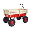 Astrivia Outdoor Utility Garden Cart on Wheels, All Terrain Pulling Children's Wagons Carts with Wood Railing and Air Tires, Dump Cart for Kids Garden Transportation (Red) view 1