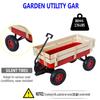 Astrivia Outdoor Utility Garden Cart on Wheels, All Terrain Pulling Children's Wagons Carts with Wood Railing and Air Tires, Dump Cart for Kids Garden Transportation (Red) view 3