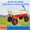 Astrivia Outdoor Utility Garden Cart on Wheels, All Terrain Pulling Children's Wagons Carts with Wood Railing and Air Tires, Dump Cart for Kids Garden Transportation (Red) view 4