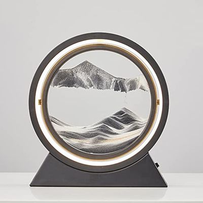 3D Hourglass Sand Art Decorative Ornaments - 12" Deep Sea Quicksand Flowing Picture - Unique Desktop Decor for Home & Office - White Sandscape Sculpture