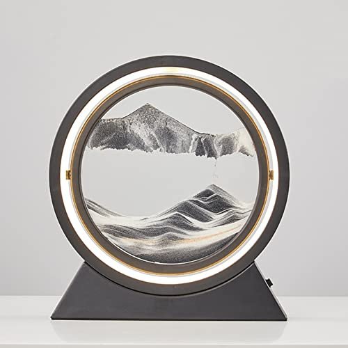 3D Hourglass Sand Art Decorative Ornaments - 12" Deep Sea Quicksand Flowing Picture - Unique Desktop Decor for Home & Office - White Sandscape Sculpture