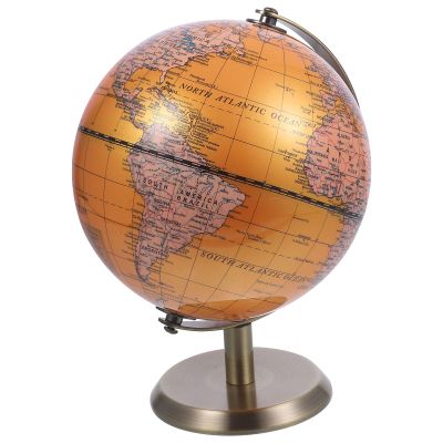 FUNOMOCYA European Style Decorative Terrestrial Globe with Sturdy Base Fixed Geography Teaching Aid and Office Tabletop Decor Elegant Lustrous Curved Design for Home and Study Rooms