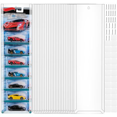 25 Pcs Clear Display Case for Packaged Model Cars Wall Display Case for Packaged Cars Model Car Display Case Holds up to 250 Cars Toy Storage Organizer Compatible with Hot Wheels Toy Car Storage Case