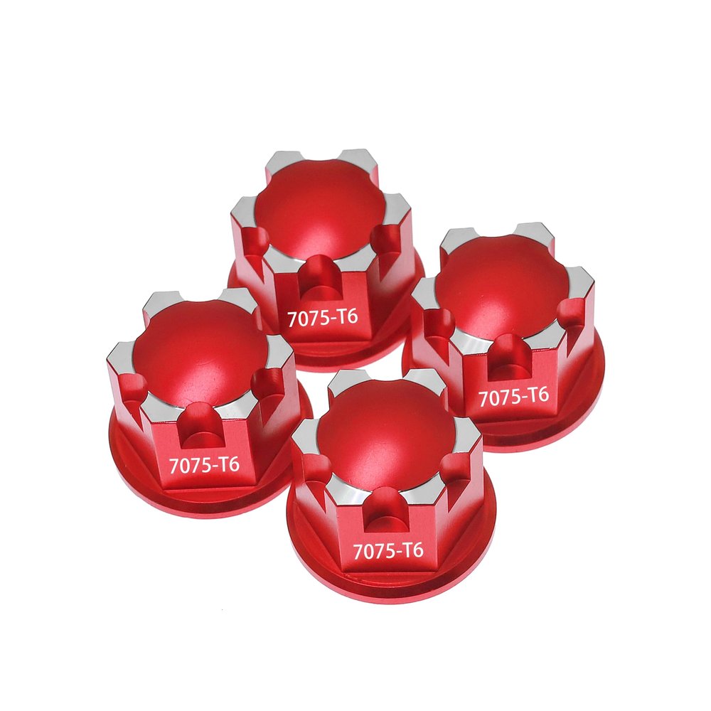4PCS 17mm Metal Wheel Nuts for Tra-xxas for X-MAXX for SLE-dge Heavy-Duty Locking Tire Nut Upgrade Part 7758(Red)