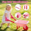 CUTE STONE Kids Gardening Tool Set, Pink Wheelbarrow with Garden Toys with Watering Can, Gloves, Hand Rake, Shovel, Trowel, Outdoor/Indoor Pretend Play Toys for Toddlers Boys Girls Age 3+ view 3