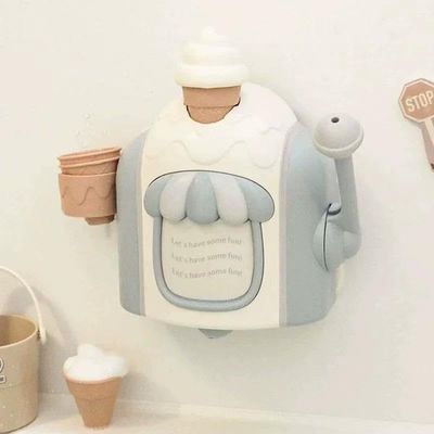 EIRZNGXQ Ice Cream Foam Bath Bubble Maker Toy, Bubble Ice Cream Maker Bath Toy, Cute Bubbles Pretend Cake Play Set, Shower Toys for 3 4 5 6 7 8 Years Old Boys Girls (Blue with Box)