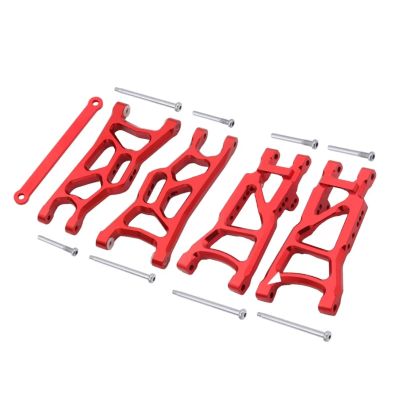 Compatible with Traxxas for Slash 2WD for VXL for Slash 1/10 RC Car Upgrades Parts Metal Front Rear Suspension Arm Set RC Assortment(Red)