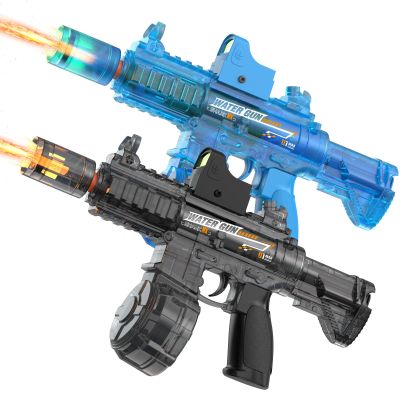 2 Pack Electric Water Gun for Kids Adults,2026 New Transparent Water Blaster Squirt Guns with Flashing Light,Range up to 28FT, Summer Outdoor Toy for Swimming Pool Beach Party(Grey Blue)