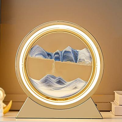 3D Deep Sea Sand Art Hourglass Table Lamp - Moving Quicksand Desktop Decor, Round Glass Art Toy for Adults & Kids, Unique Home & Office Decoration (Color: D, Size: E)