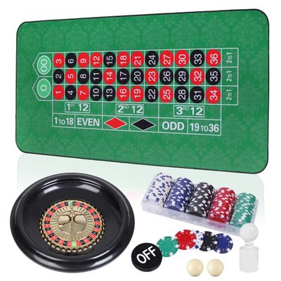 DAYUMKOU Roulette Wheel Set Includes 16'' Roulette Wheel, 200 Casino Chips, Green Roulette Mat, Chip Racks, Dealer Button, Marker Stick, Balls for Casino Game Night Party