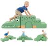 Costzon Climbing Toys for Toddlers, 3 Pieces Crocodile Foam Climbing Blocks w/Removable Velvet Covers for Baby Sliding, Crawling & Playing, Convertible Kids Play Couch Indoor for Playroom (Green) view 1