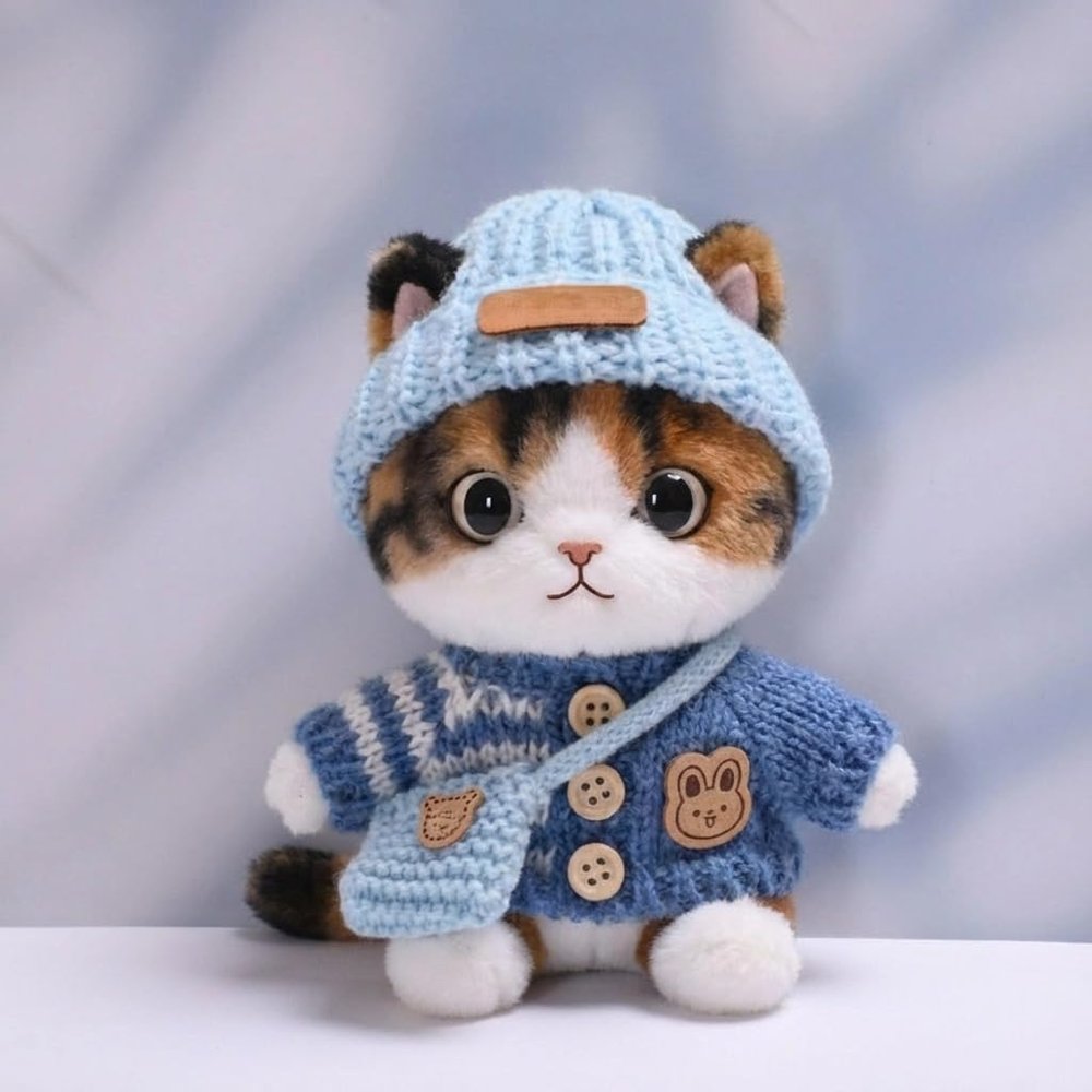 10 cm, 17 cm, 38 cm, Trendy Dolls Change Clothes, Casual and Cute Suits (Blue Rabbit Button Sweater Set)