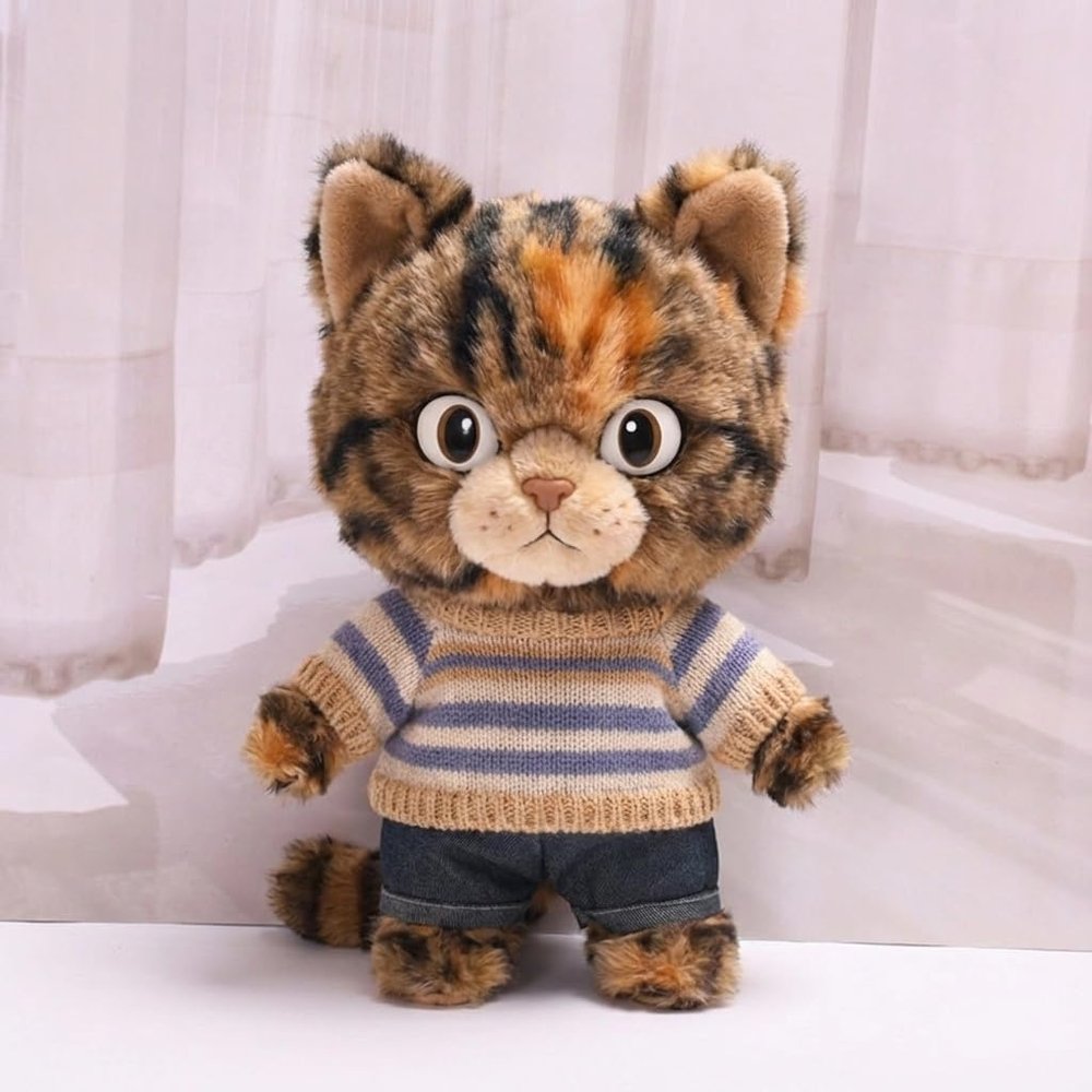 10 cm, 17 cm, 38 cm, Trendy Dolls Change Clothes, Casual and Cute Suits (Grey-Yellow Striped Sweater Set)