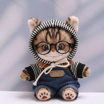 10 cm, 17 cm, 38 cm, Trendy Dolls Change Clothes, Casual and Cute Suits (Denim Overalls Black Striped Hoodie Set B)