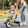 BABY JOY Toddler Bike, Folding Kids Tricycle w/Glowing Wheels, Flag, 3-Position Seat, Storage Basket & Squeaky Duck, Baby Trike Balance Bike for 1-3 Years Old Boys Girls Outdoor Play (Green) view 2