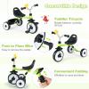 BABY JOY Toddler Bike, Folding Kids Tricycle w/Glowing Wheels, Flag, 3-Position Seat, Storage Basket & Squeaky Duck, Baby Trike Balance Bike for 1-3 Years Old Boys Girls Outdoor Play (Green) view 3