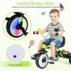 BABY JOY Toddler Bike, Folding Kids Tricycle w/Glowing Wheels, Flag, 3-Position Seat, Storage Basket & Squeaky Duck, Baby Trike Balance Bike for 1-3 Years Old Boys Girls Outdoor Play (Green) view 4