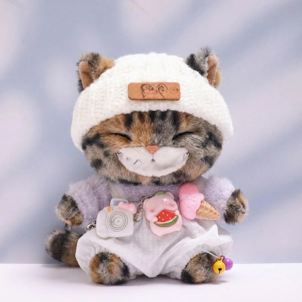 10 cm, 17 cm, 38 cm, Trendy Dolls Change Clothes, Casual and Cute Suits (White ice Cream Overalls Three-Piece Set)