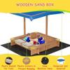 Kids Outdoor Wooden Sandbox with Adjustable Canopy, Bottom Liner & 2 Plastic Storage Boxes Large Backyard Sand Pit for Patio, Garden & Beach Play view 4