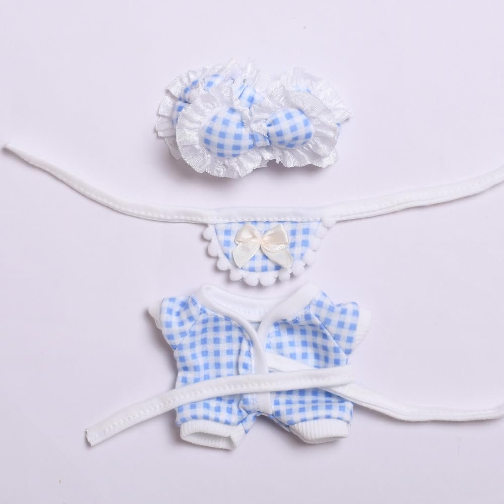 10 cm, 17 cm, 38 cm, Trendy Dolls Change Clothes, Casual and Cute Suits (Blue Plaid Pajamas Three-Piece Set (10cm))